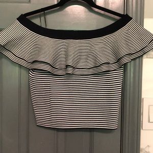 OFF THE SHOULDER STRIPED CROP TOP // NEW W/ TAGS